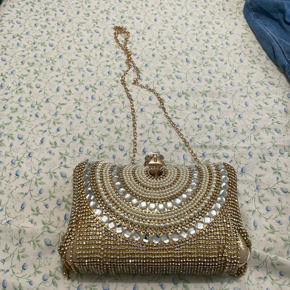 Women’s gold beaded bag